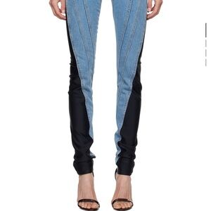 Mugler Blue Bi-Material Spiral Jeans